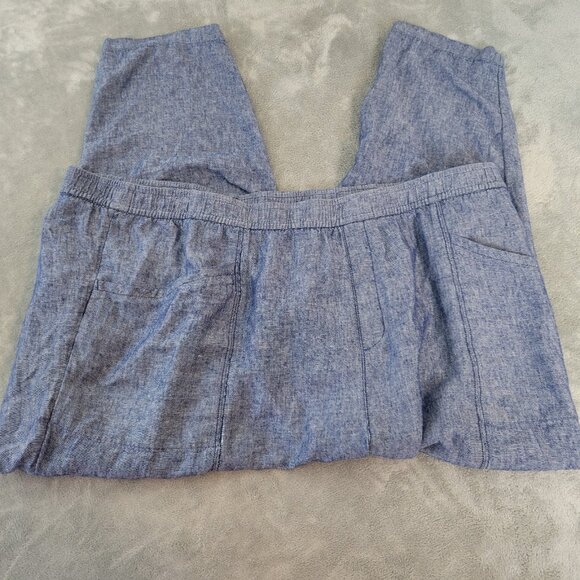 Old Navy Womens Pants 3X Plus Pull On Cropped Blue Linen Rayon BLU132E - Picture 1 of 9